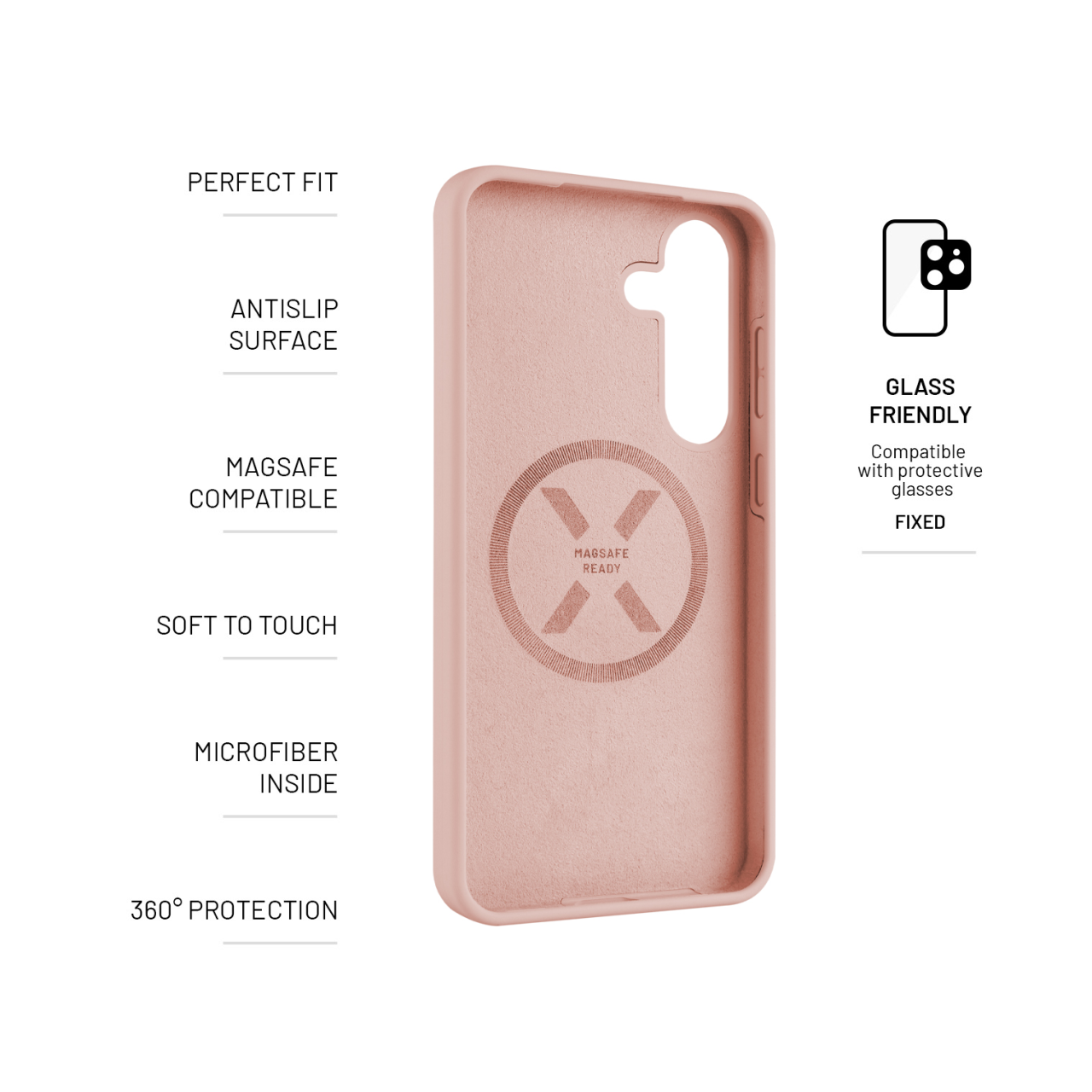 FIXED Zadní kryt MagFlow s podporou MagSafe pro Samsung Galaxy S25+, růžový