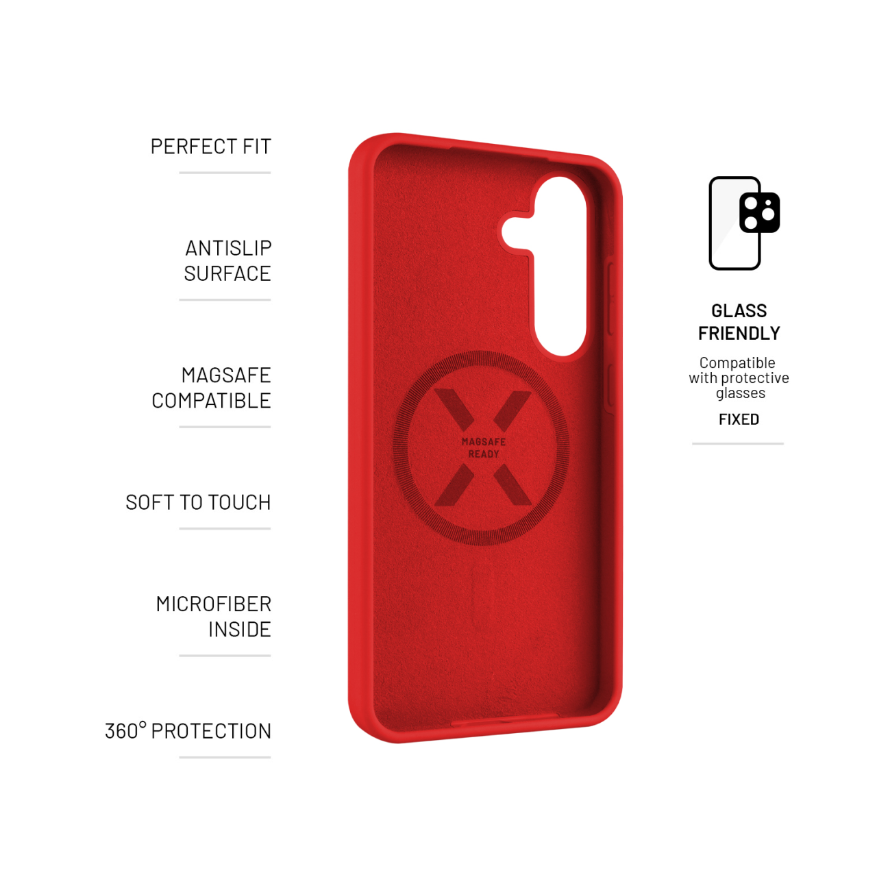 FIXED Zadní kryt MagFlow s podporou MagSafe pro Samsung Galaxy S25+, červený