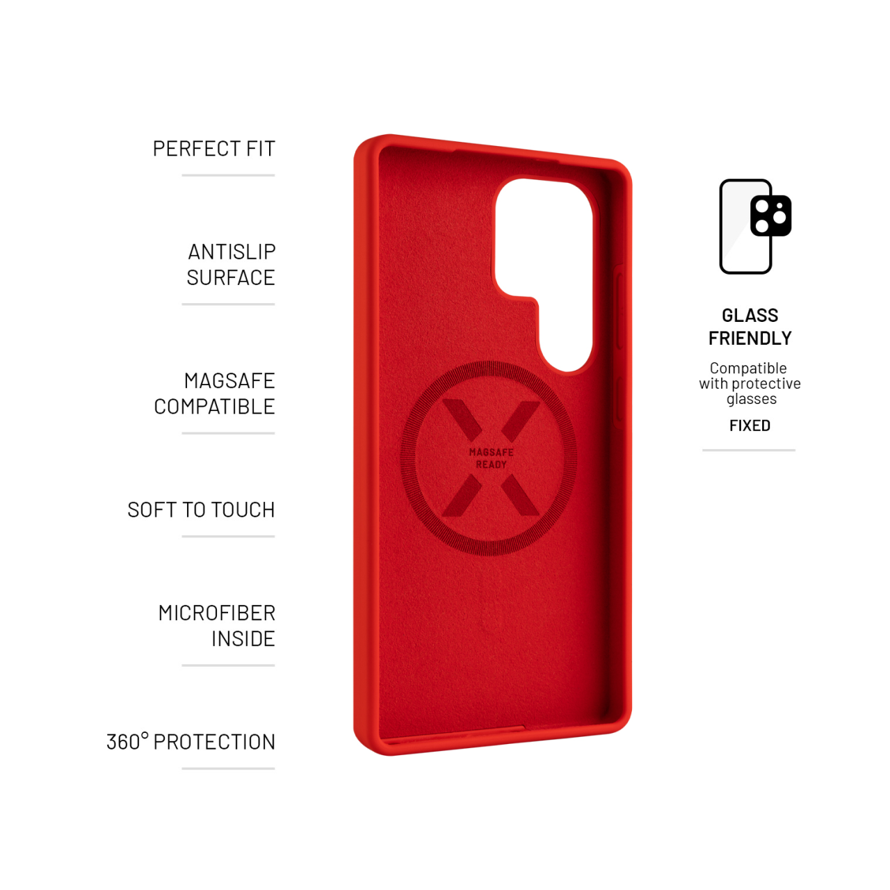 FIXED Zadní kryt MagFlow s podporou MagSafe pro Samsung Galaxy S25 Ultra, červený
