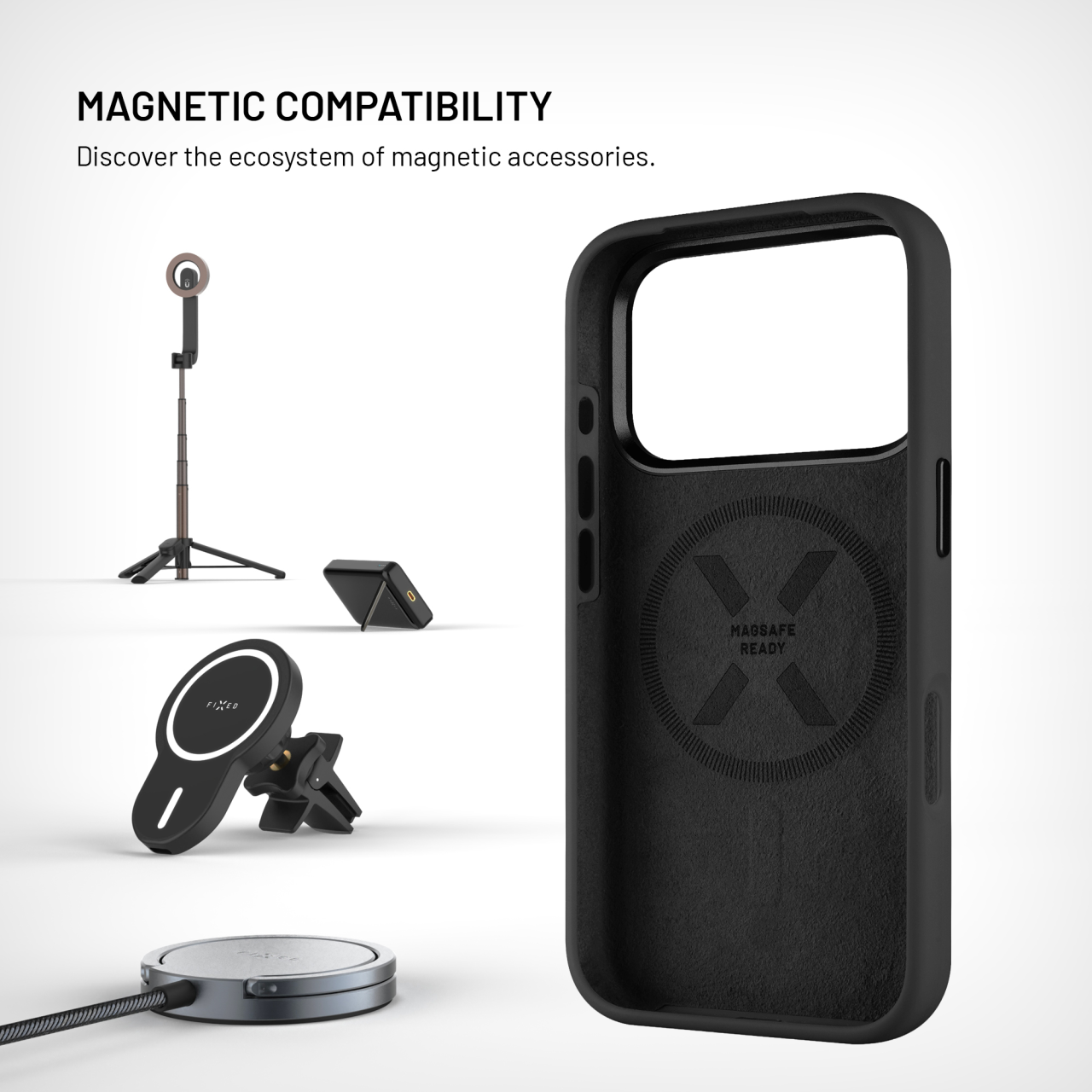 FIXED Zadní kryt MagFlow s podporou MagSafe pro Apple iPhone 16 Pro, černý