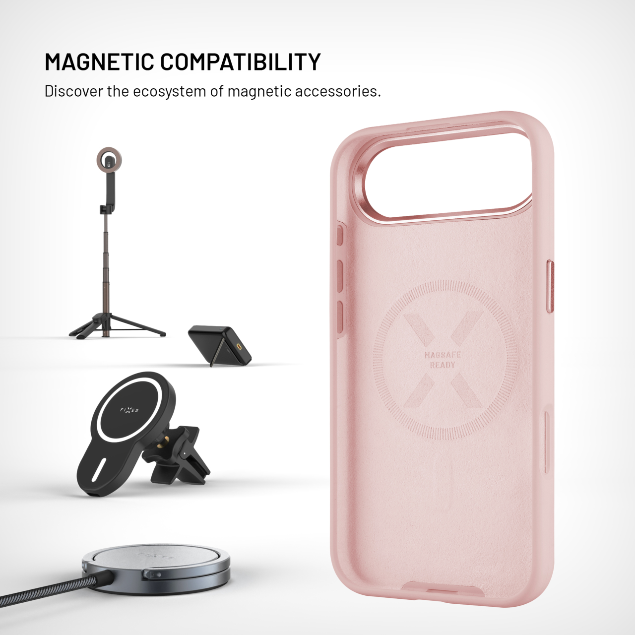 Zadní kryt FIXED MagFlow s podporou MagSafe pro Apple iPhone Air, růžový