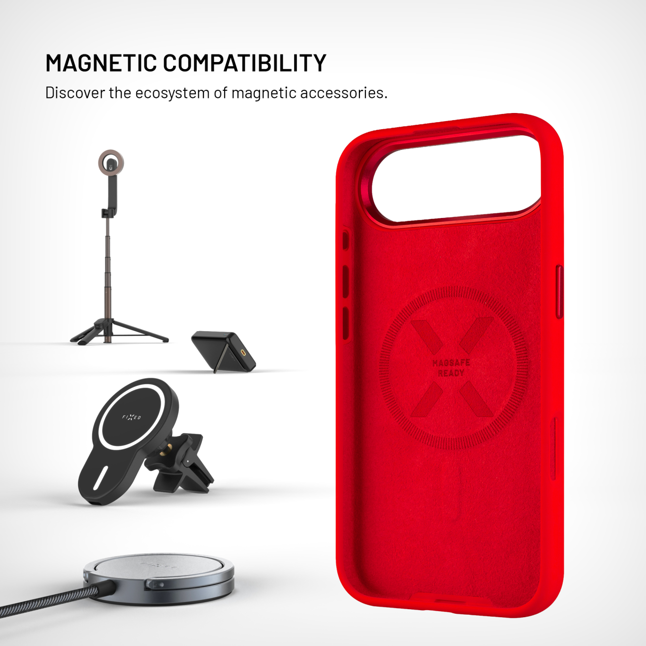 Zadní kryt FIXED MagFlow s podporou MagSafe pro Apple iPhone Air, červený