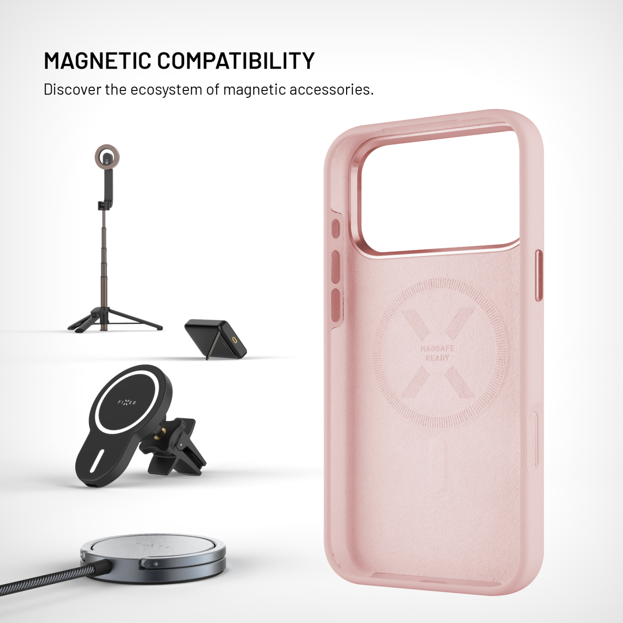 Zadní kryt FIXED MagFlow s podporou MagSafe pro Apple iPhone 17 Pro Max, růžový
