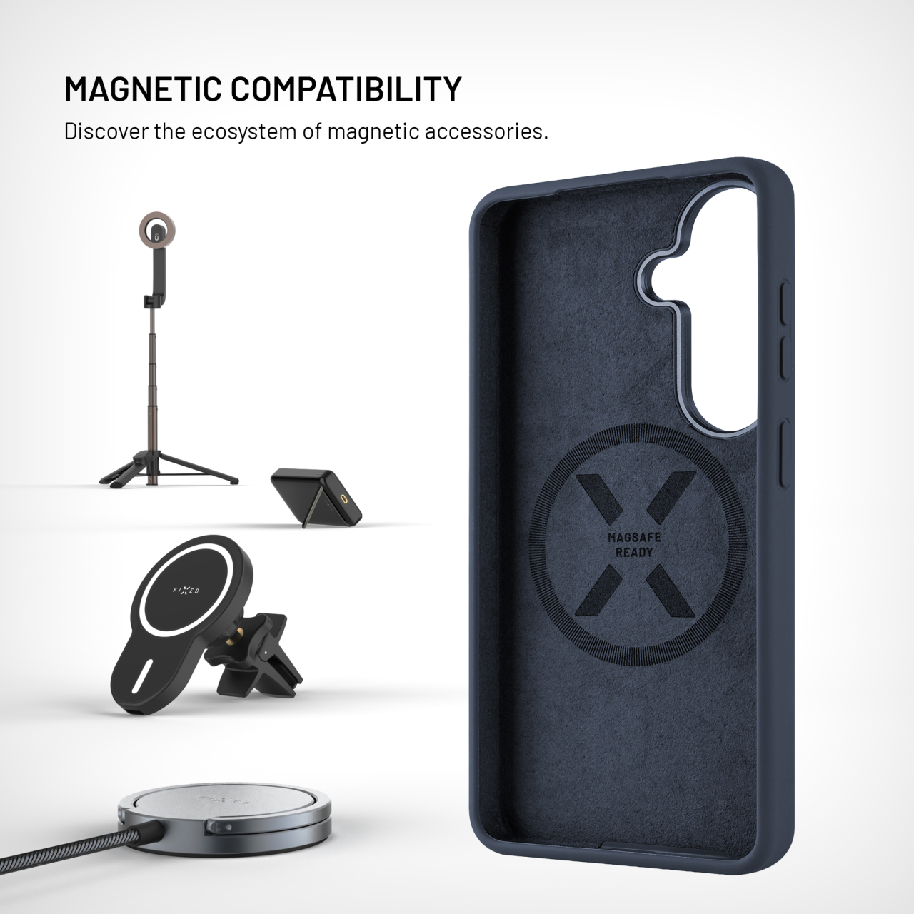 Zadní kryt FIXED MagFlow s podporou MagSafe pro Samsung Galaxy S26, modrý