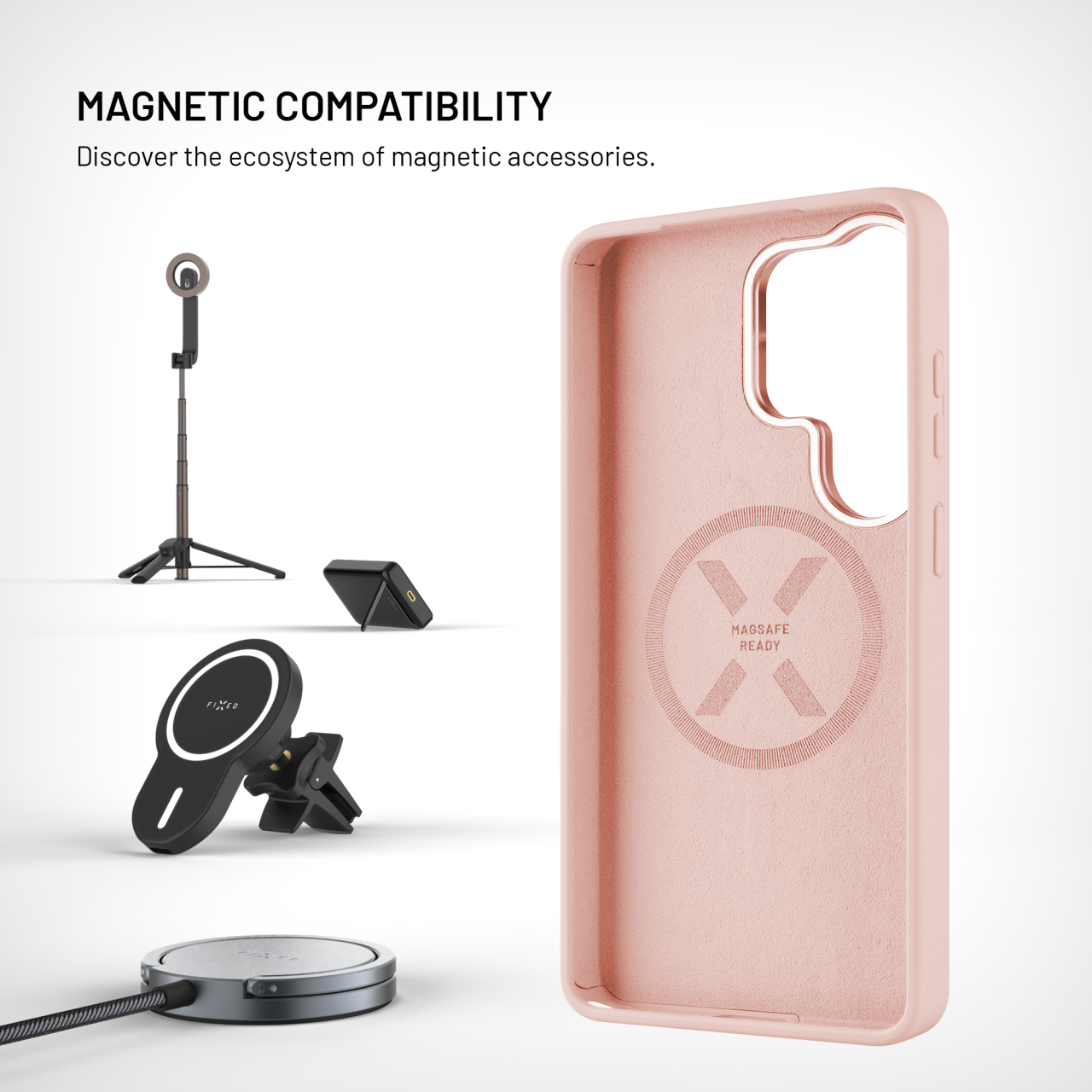 Zadní kryt FIXED MagFlow s podporou MagSafe pro Samsung Galaxy S26 Ultra, růžový
