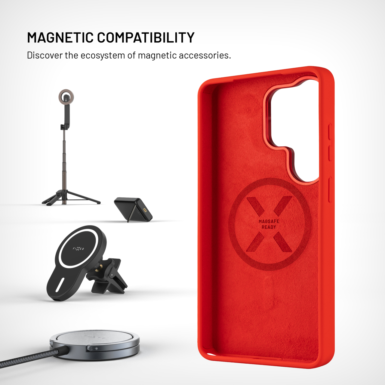 Zadní kryt FIXED MagFlow s podporou MagSafe pro Samsung Galaxy S26 Ultra, červený