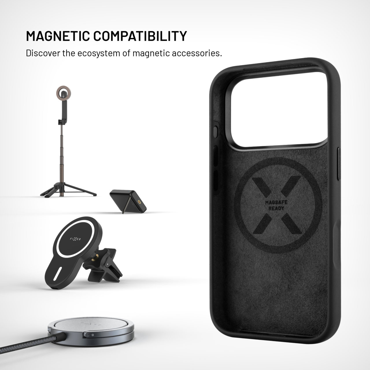 Zadní kryt FIXED MagFlow s podporou MagSafe pro Apple iPhone 18 Pro, černý