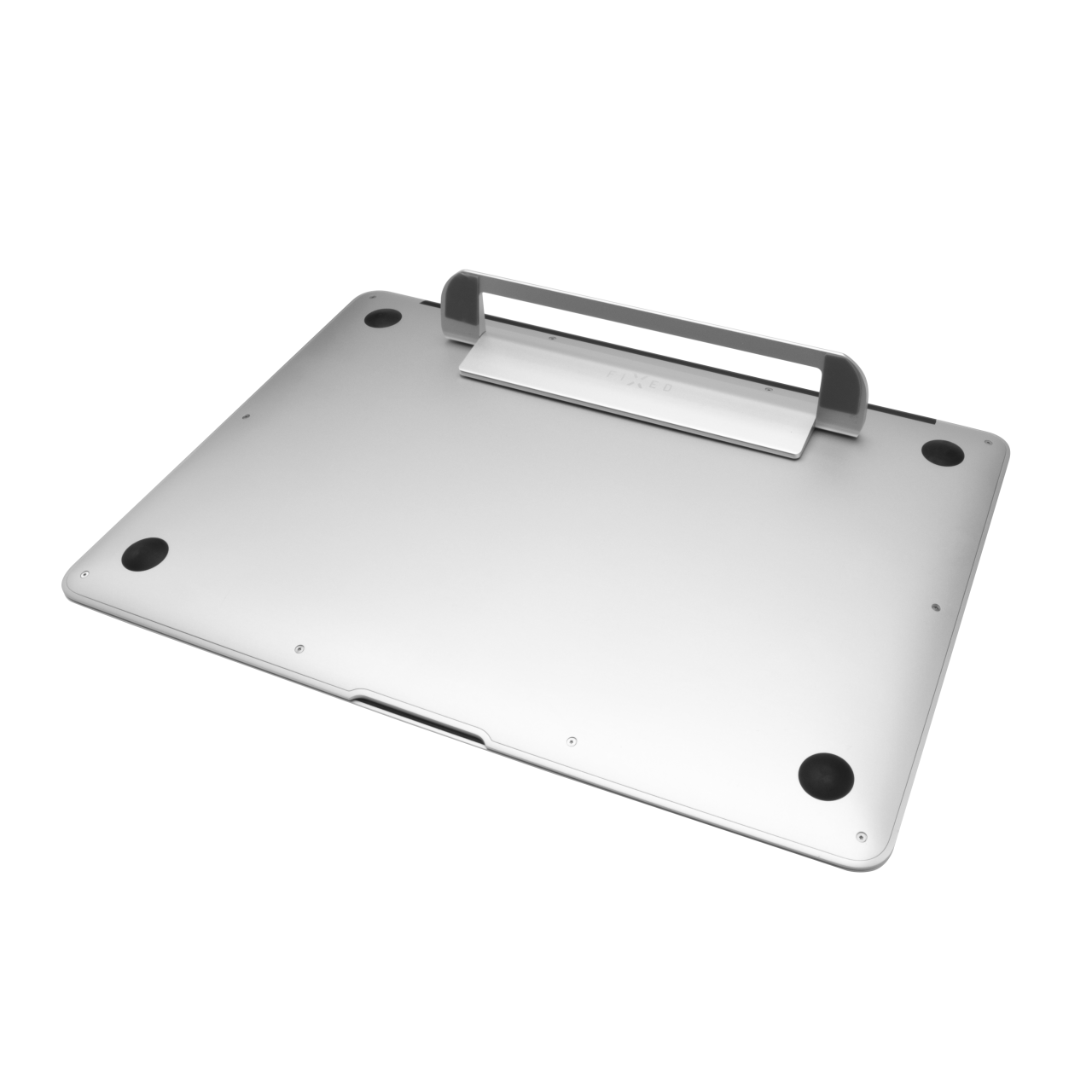 FIXED Nalepovací hliníkový stojánek Frame Mini pro notebooky a tablety, stříbrný