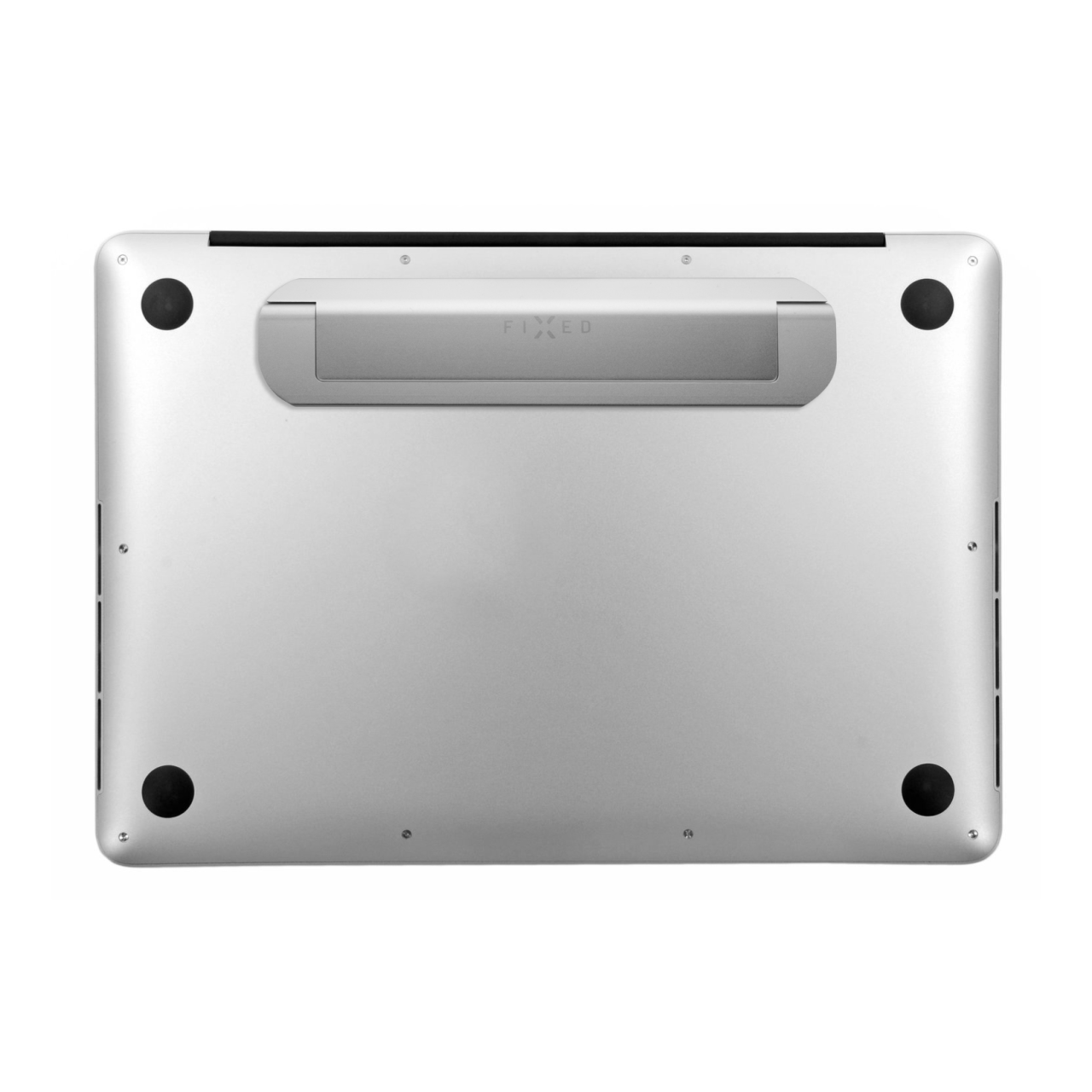 FIXED Nalepovací hliníkový stojánek Frame Mini pro notebooky a tablety, stříbrný