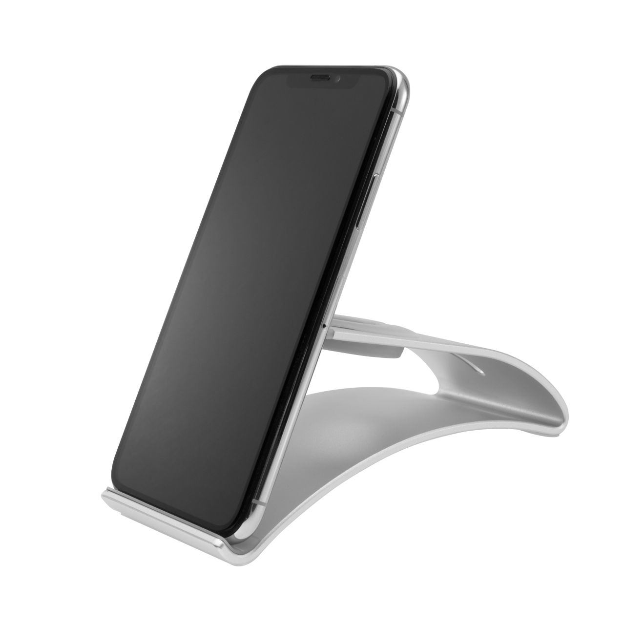 FIXED Hliníkový stojánek Frame Watch na stůl pro mobilní telefony, tablety a hodinky Apple Watch, stříbrný