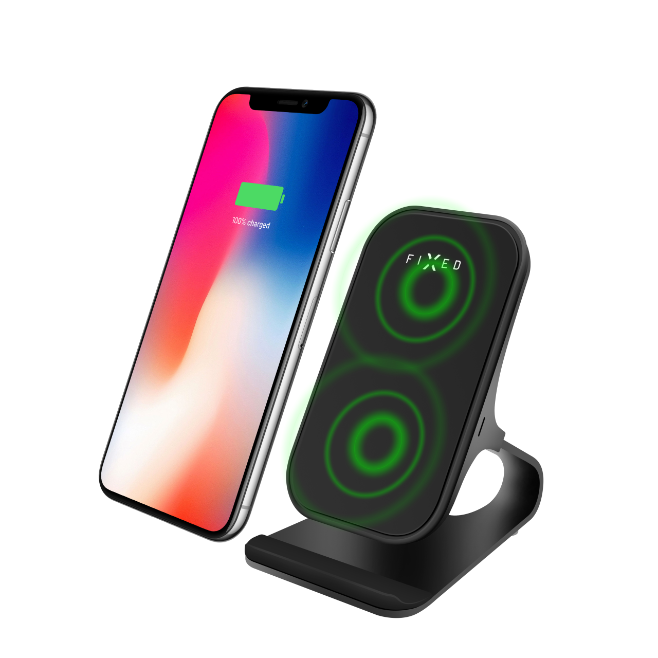 FIXED Stojánek s rychlým bezdrátovým nabíjením Frame Wireless, 15W, černý
