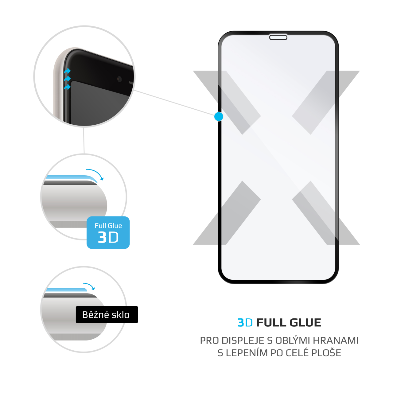 FIXED Ochranné tvrzené sklo 3D Full-Cover pro Apple iPhone X/XS/11 Pro, s lepením přes celý displej, dustproof, černé