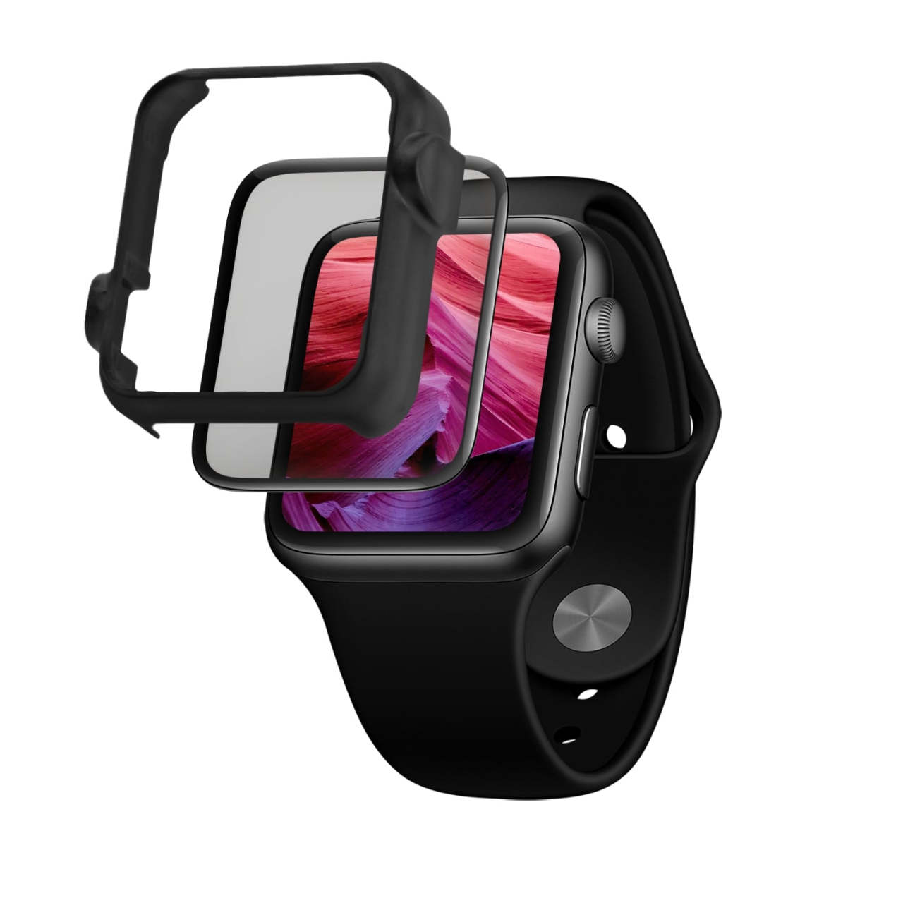 FIXED Ochranné tvrzené sklo 3D Full-Cover pro Apple Watch 40mm s aplikátorem, s lepením přes celý displej, černé
