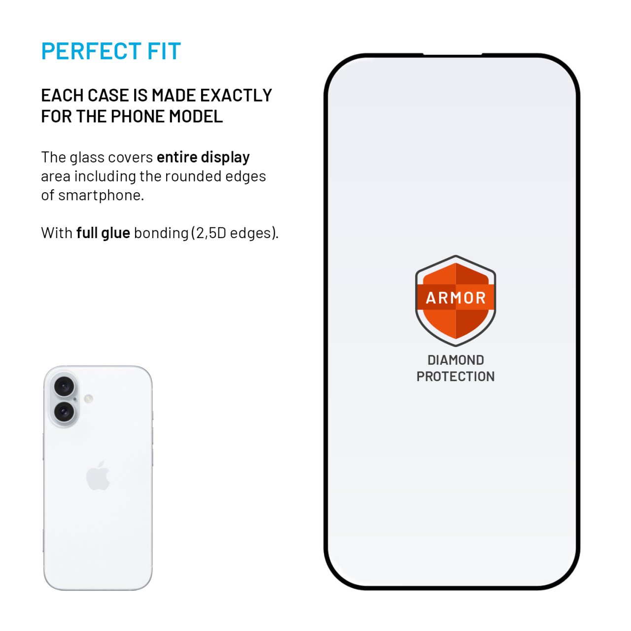 FIXED Ultra odolné tvrzené sklo Armor s Anti-dust aplikátorem a AR vrstvou pro Apple iPhone 15/iPhone 16, černé