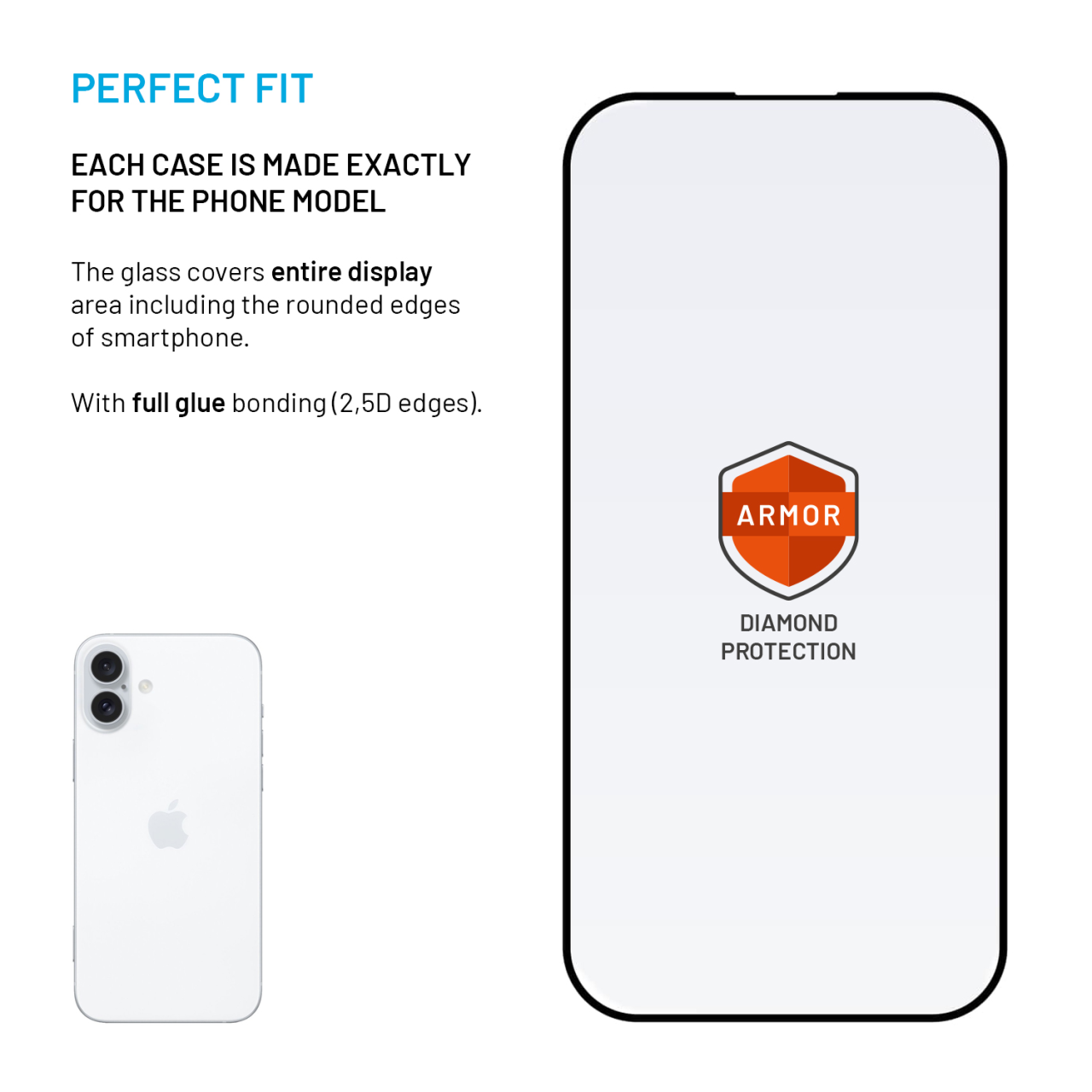 FIXED Ultra odolné tvrzené sklo Armor s Anti-dust aplikátorem a AR vrstvou pro Apple iPhone 15 Plus/iPhone16 Plus, černé