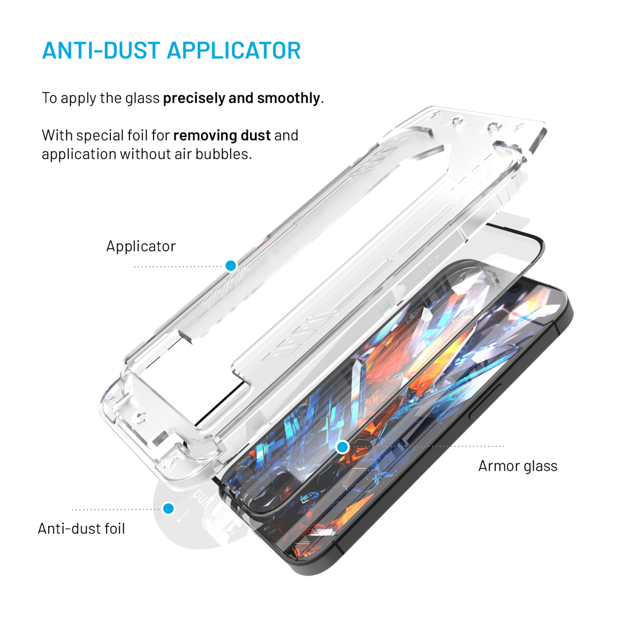 FIXED Ultra odolné tvrzené sklo Armor s Anti-dust aplikátorem a AR vrstvou pro Samsung Galaxy S24+/S25+, černé
