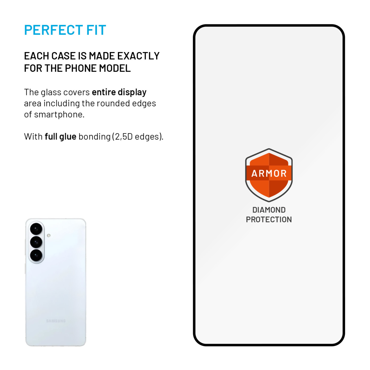 Ultra odolné tvrzené sklo FIXED Armor s Anti-dust aplikátorem a AR vrstvou pro Samsung Galaxy S26, černé