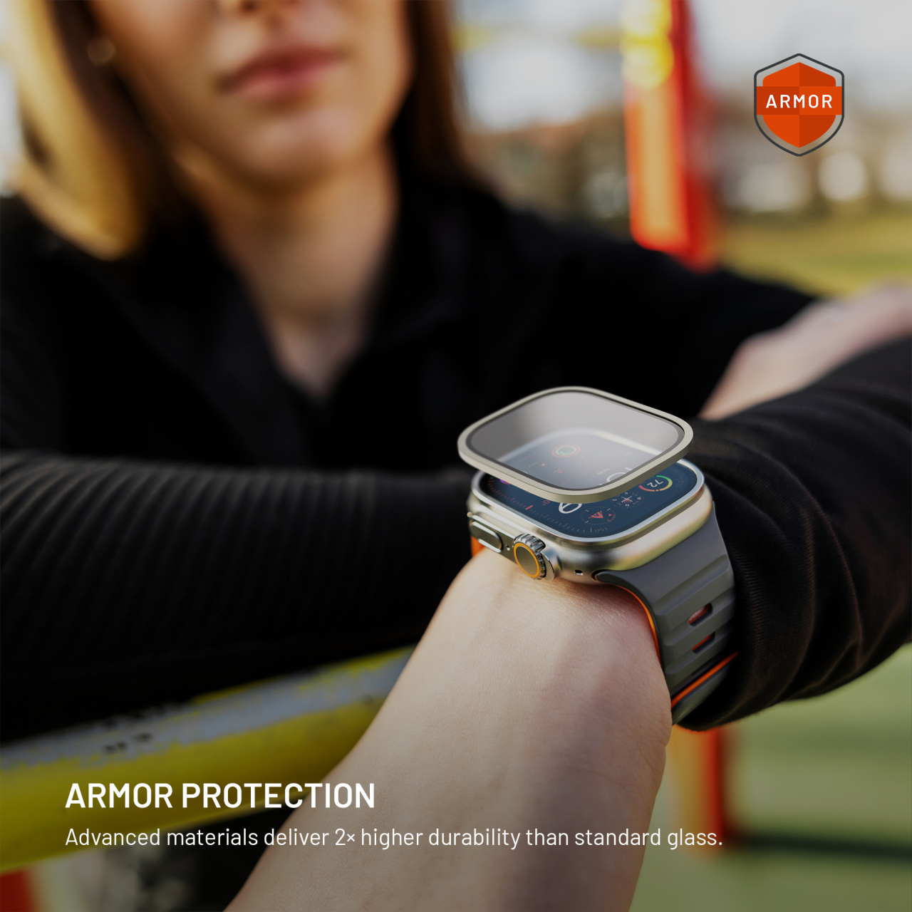 Ochranné sklo FIXED Armor s ocelovým rámečkem pro Apple Watch Ult