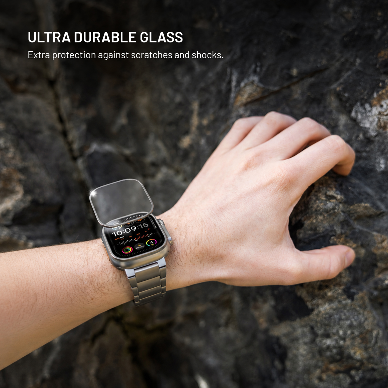 Ochranné sklo FIXED Armor s ocelovým rámečkem pro Apple Watch Ult