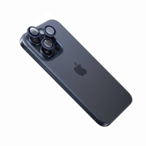 FIXED Ochranná skla čoček fotoaparátů Camera Glass pro Apple iPhone 15 Pro/15 Pro Max, tmavě modrá