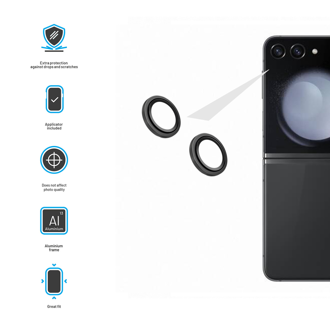 FIXED Ochranná skla čoček fotoaparátů Camera Glass pro Samsung Galaxy Z Flip 6, černá