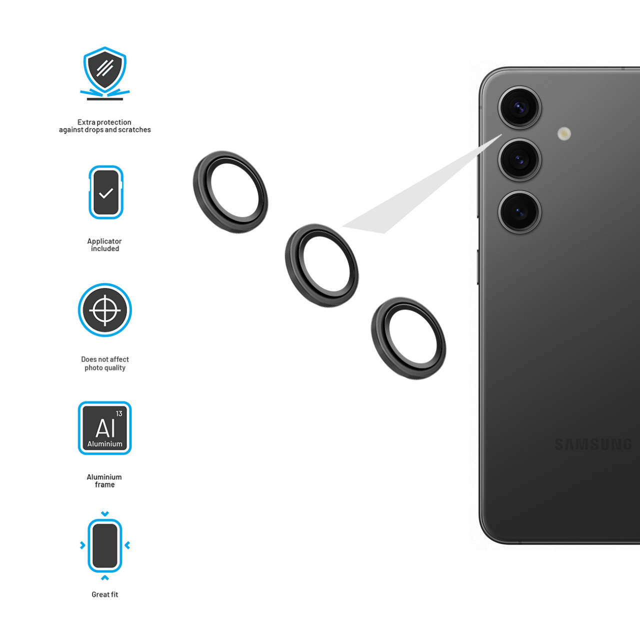 FIXED Ochranná skla čoček fotoaparátů Camera Glass pro Samsung Galaxy A16 4G/5G, černá