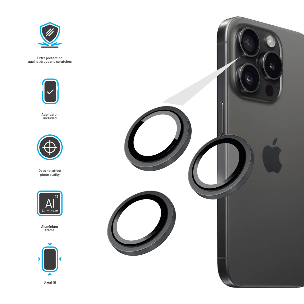 Ochranné sklo ochranná skla čoček fotoaparátů FIXED camera glass pro Samsung Galaxy A27 5G, černé