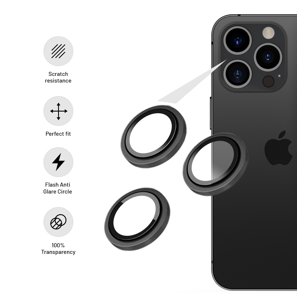 FIXED Ochranná skla čoček fotoaparátů Camera Glass pro Apple iPhone 11/12/12 Mini, space gray