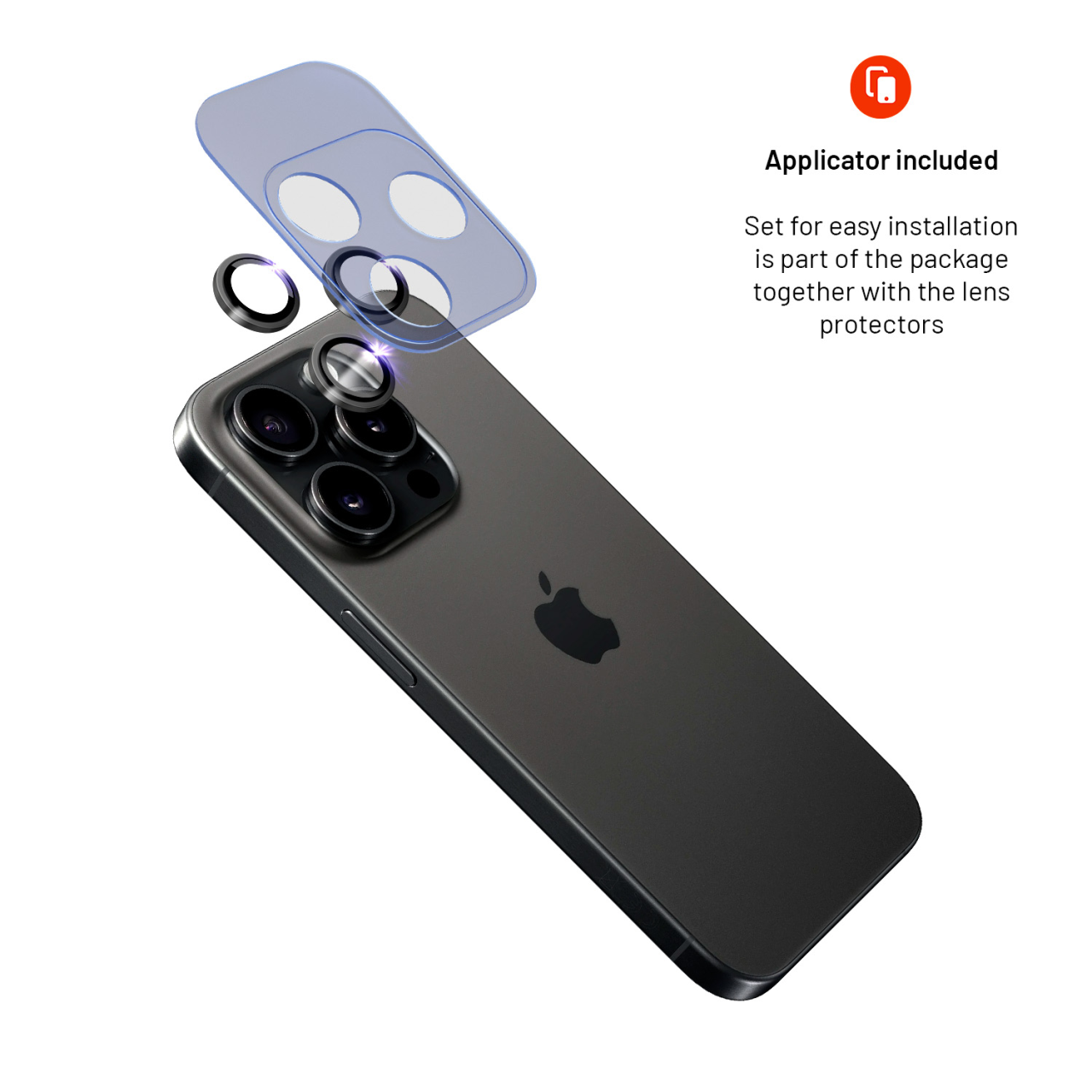 FIXED Safírová ochrana čoček fotoaparátů Sapphire Camera Glass pro Apple iPhone 15 Pro/15 Pro Max, černá