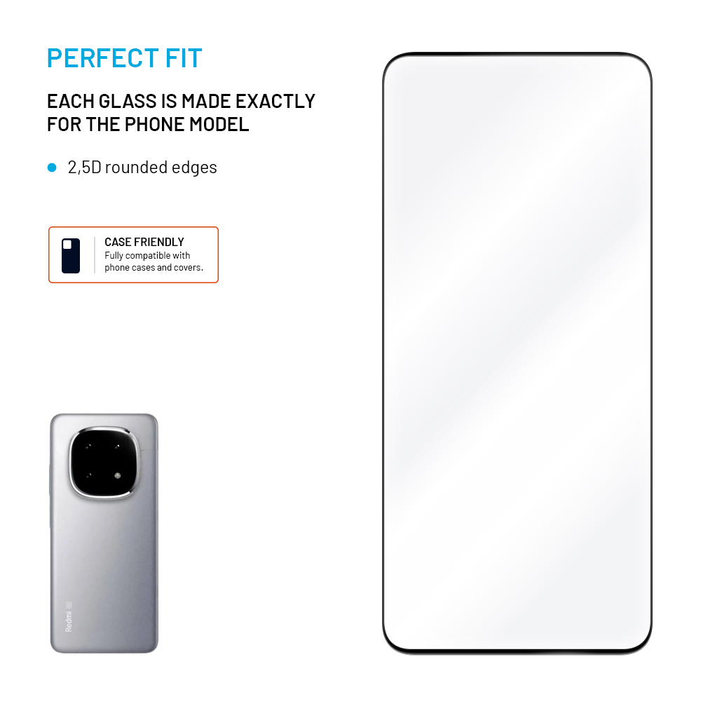 FIXED Full-Cover ochranné tvrzené sklo - Xiaomi Redmi Note 14, černé