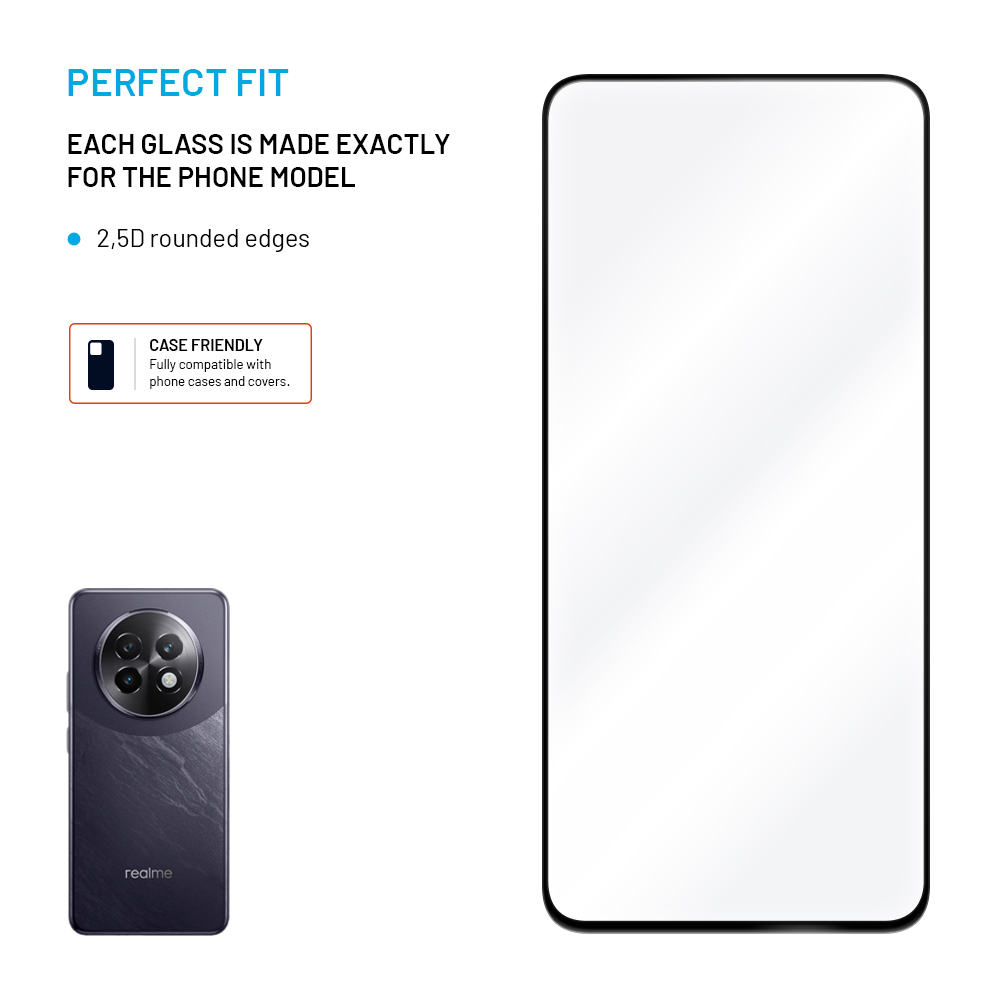 FIXED Full-Cover ochranné tvrzené sklo - Realme 13+ 5G, černé