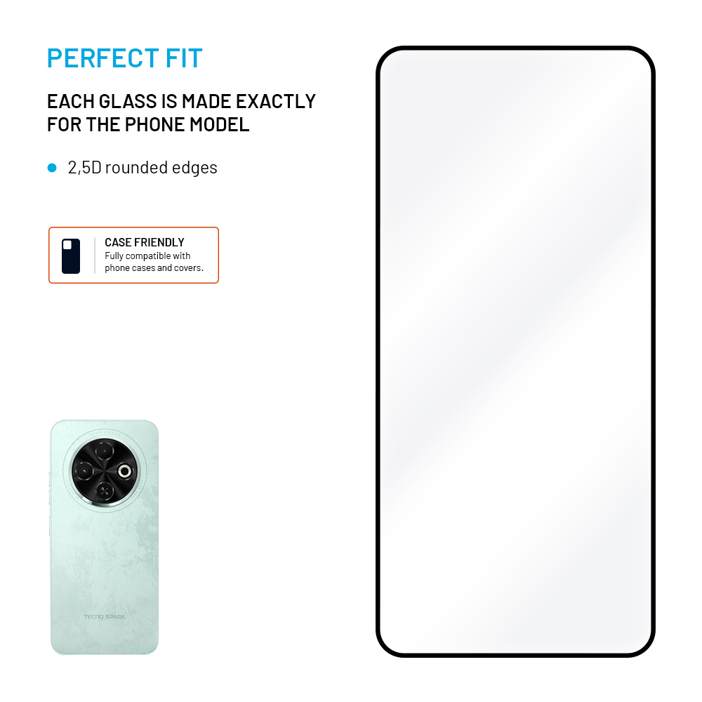 FIXED Full-Cover ochranné tvrzené sklo - Tecno Spark 30C, černé