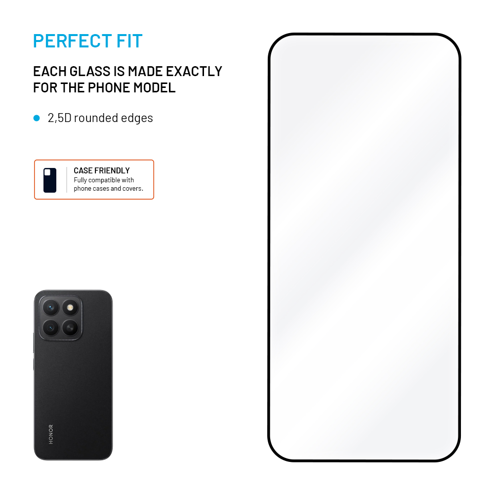 Tvrzené sklo FIXED Full-Cover – Honor X8c, černé