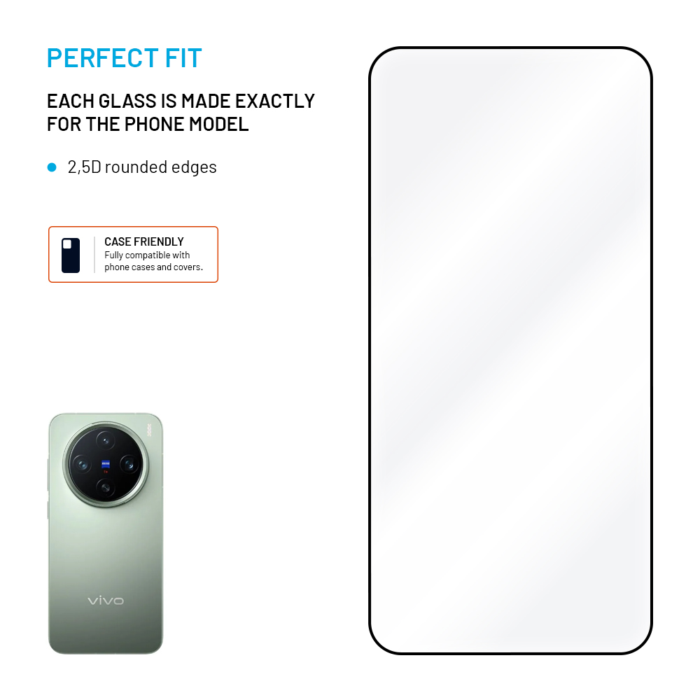 FIXED Full-Cover ochranné tvrzené sklo - Vivo X200 Pro Mini, černé
