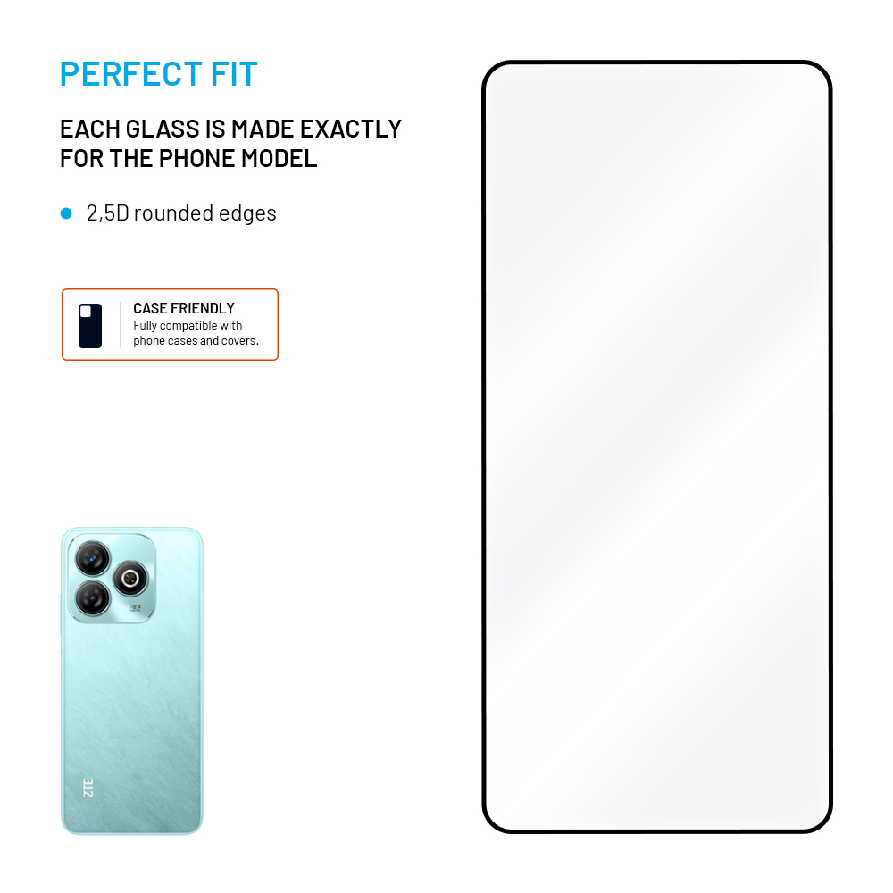 FIXED Full-Cover ochranné tvrzené sklo - ZTE Blade A75 4G, černé