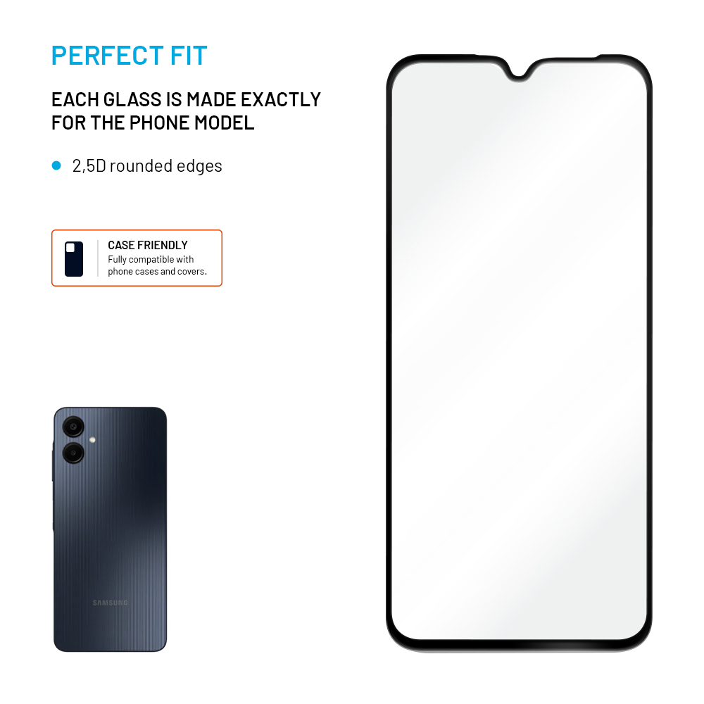 Ochranné tvrzené sklo FIXED Full-Cover pro Samsung Galaxy A06s, černé