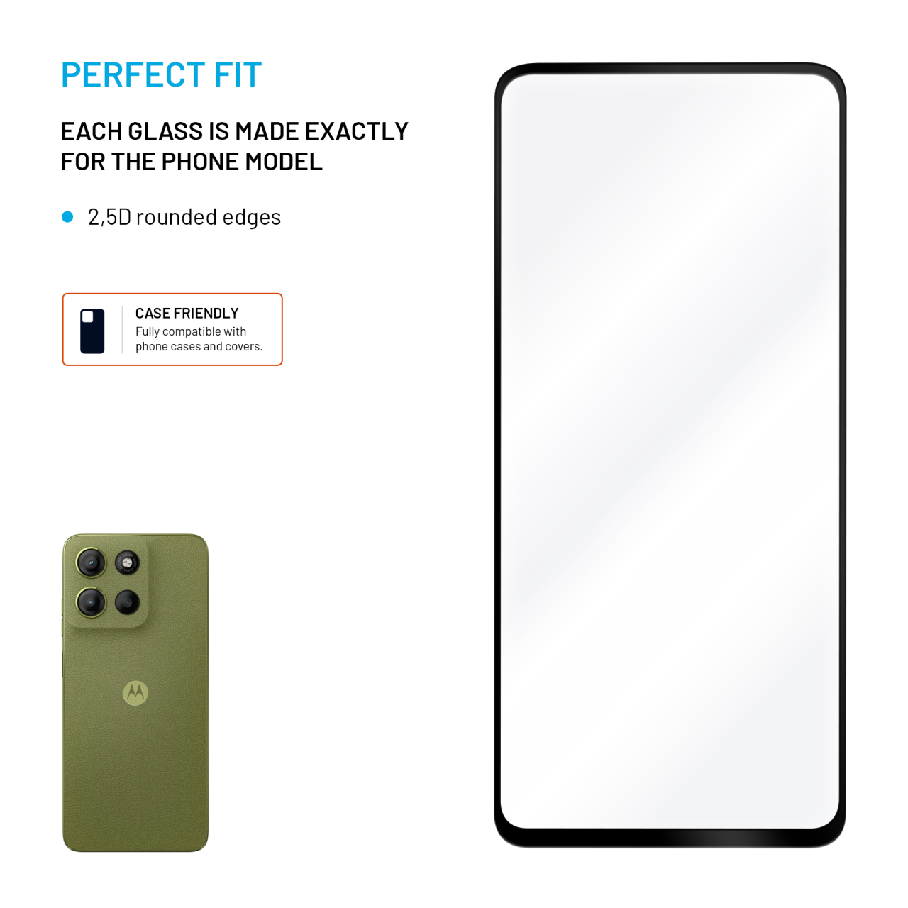 FIXED Full-Cover ochranné tvrzené sklo - Motorola Moto G15/Power, černé