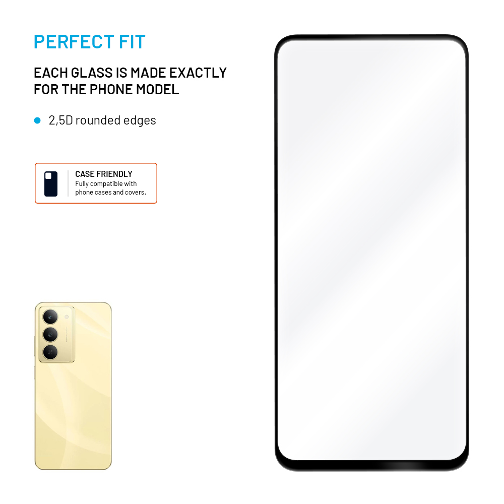 FIXED Full-Cover ochranné tvrzené sklo - Realme 14x 5G, černé