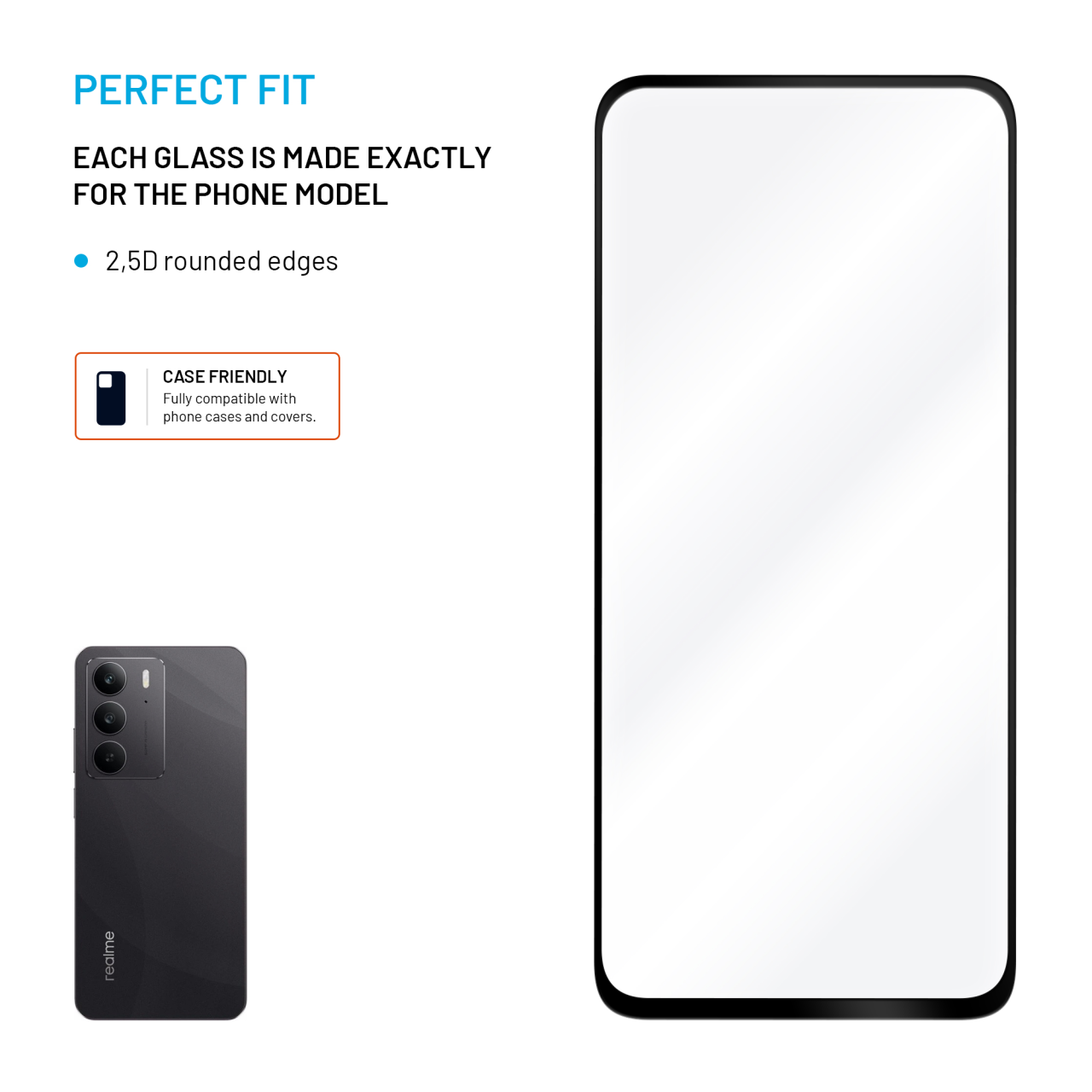 FIXED Full-Cover ochranné tvrzené sklo - Realme C55 / C75 4G, černé