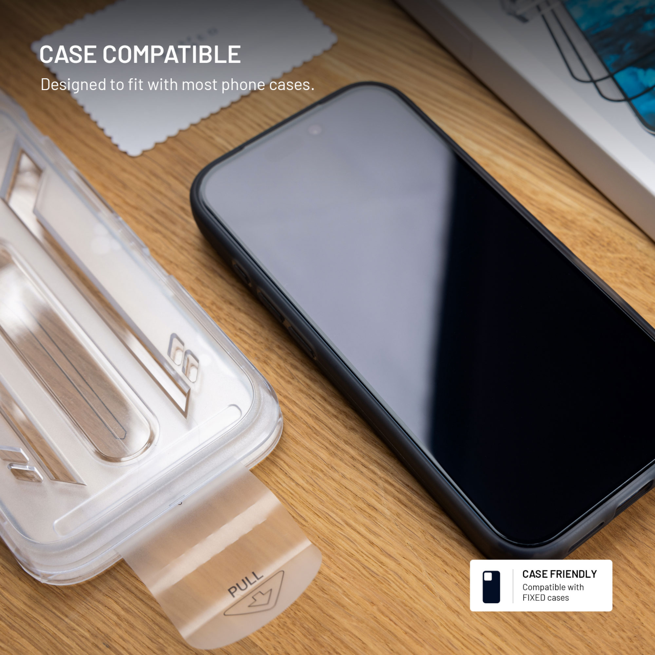 Tvrzené sklo na mobil Xiaomi Redmi A7 Pro - Fixed Full-Cover, 2 ks, s aplikátorem, černý rámeček