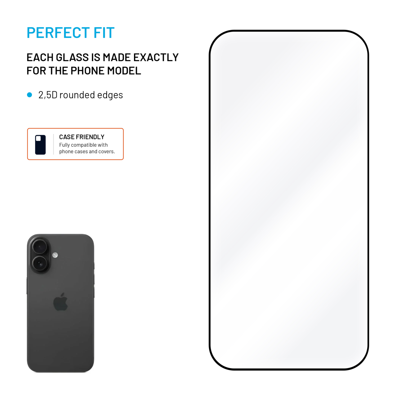 FIXED Full-Cover iPhone 17 – černé sklo, 2ks s rámečkem