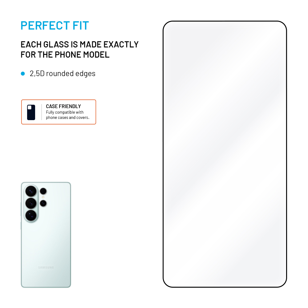 Tvrzené sklo FIXED Full-Cover s aplikátorem pro Samsung Galaxy S26+, 2ks, černé