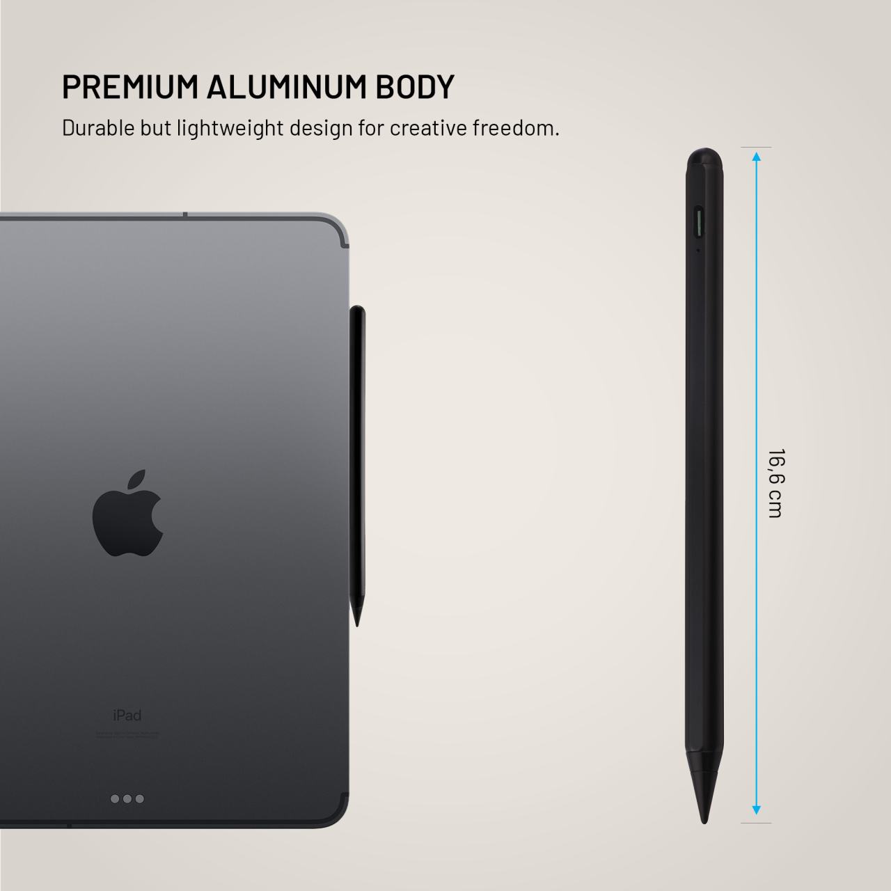FIXED Dotykové pero pro iPady s chytrým hrotem a magnety Graphite, černý