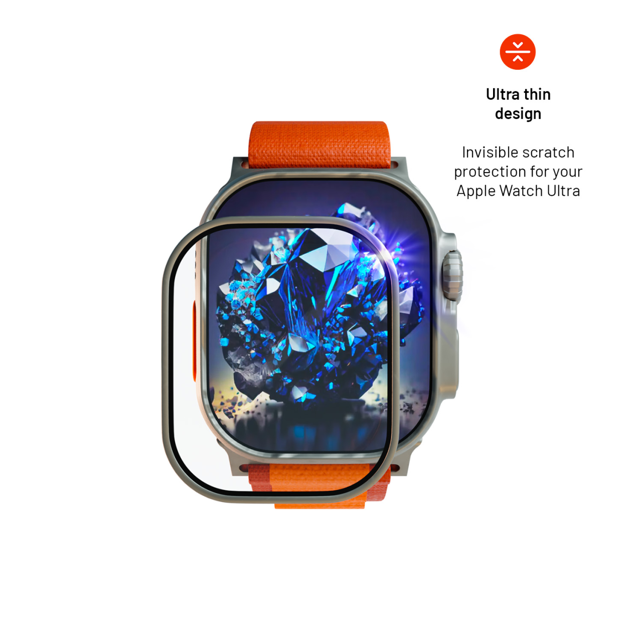 Safírová ochrana displeje pro Apple Watch Ultra s ocelovým rámečkem