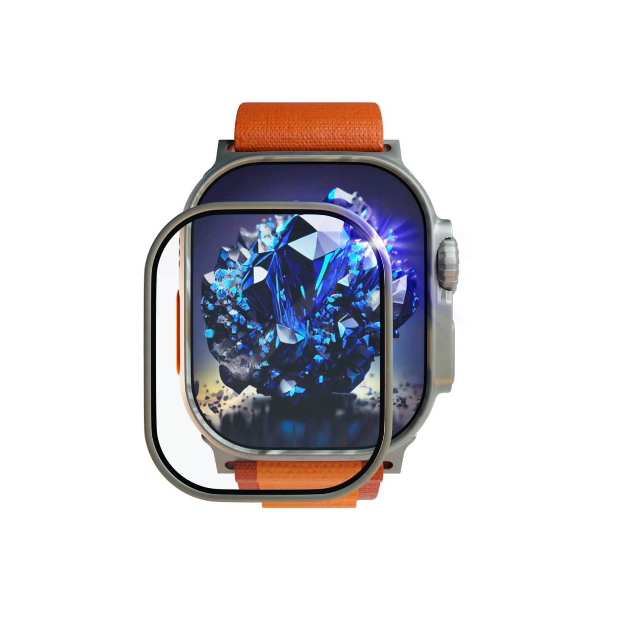 Safírová ochrana displeje pro Apple Watch Ultra s ocelovým rámečkem