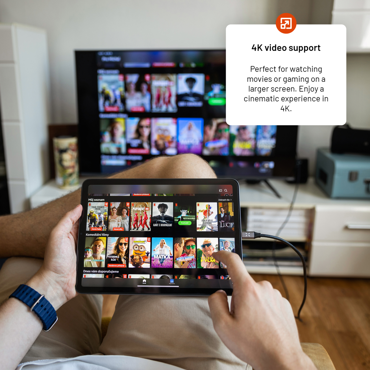 FIXED Video kabel s konektory USB-C/HDMI, USB-C 3.1 Gen 2 18Gbps, HDMI 2.0 4K60Hz, 2m, šedý
