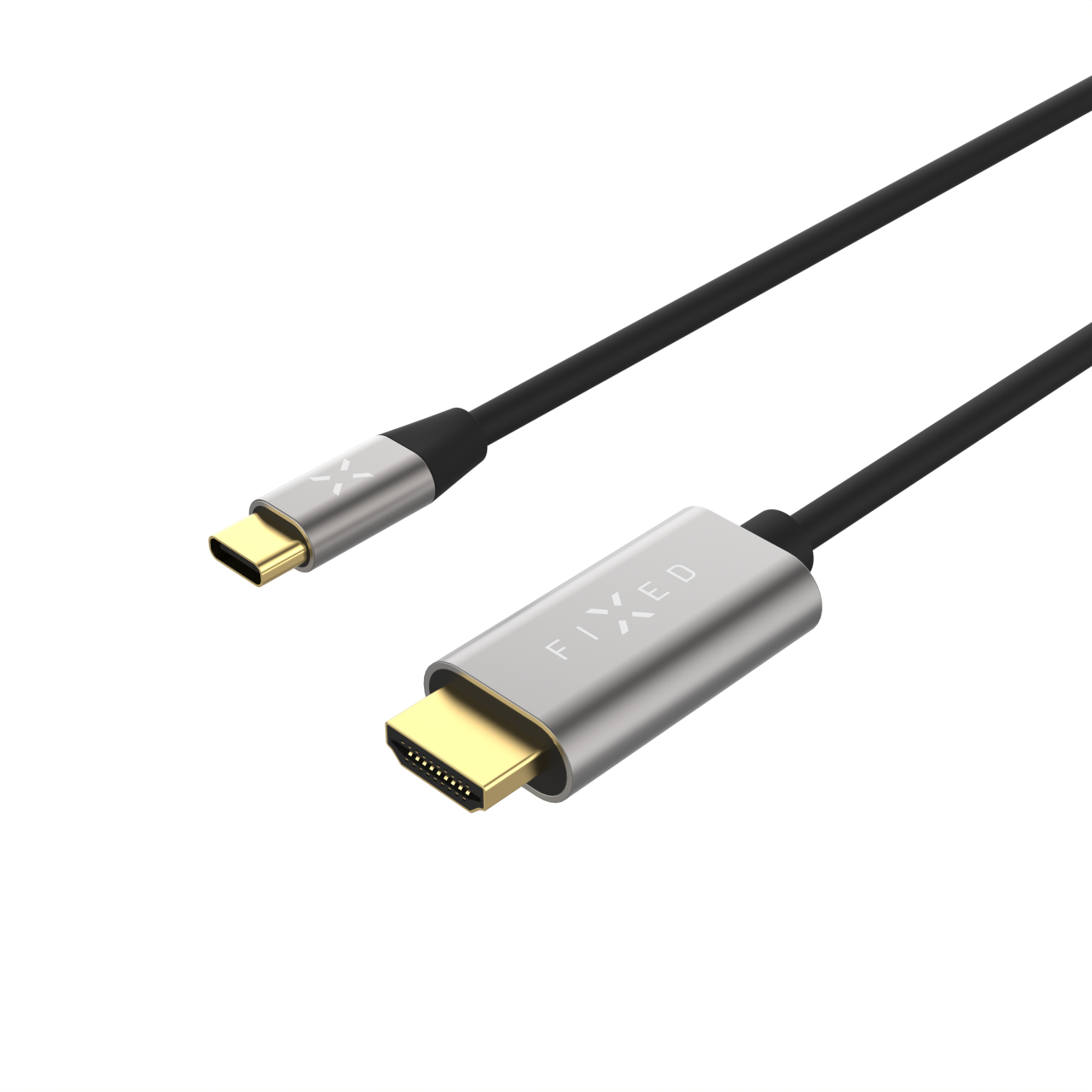FIXED Video kabel s konektory USB-C/HDMI, USB-C 3.1 Gen 2 18Gbps, HDMI 2.0 4K60Hz, 2m, šedý