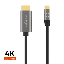 FIXED Video kabel s konektory USB-C/HDMI, USB-C 3.1 Gen 2 18Gbps, HDMI 2.0 4K60Hz, 2m, šedý