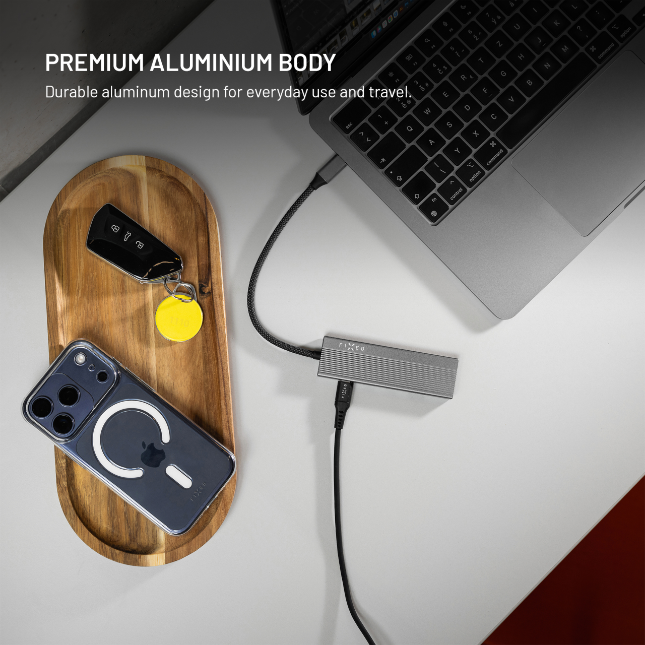 5-portový hliníkový USB-C FIXED HUB Core, pro notebooky a tablety , 100W, PD 3.0, space gray