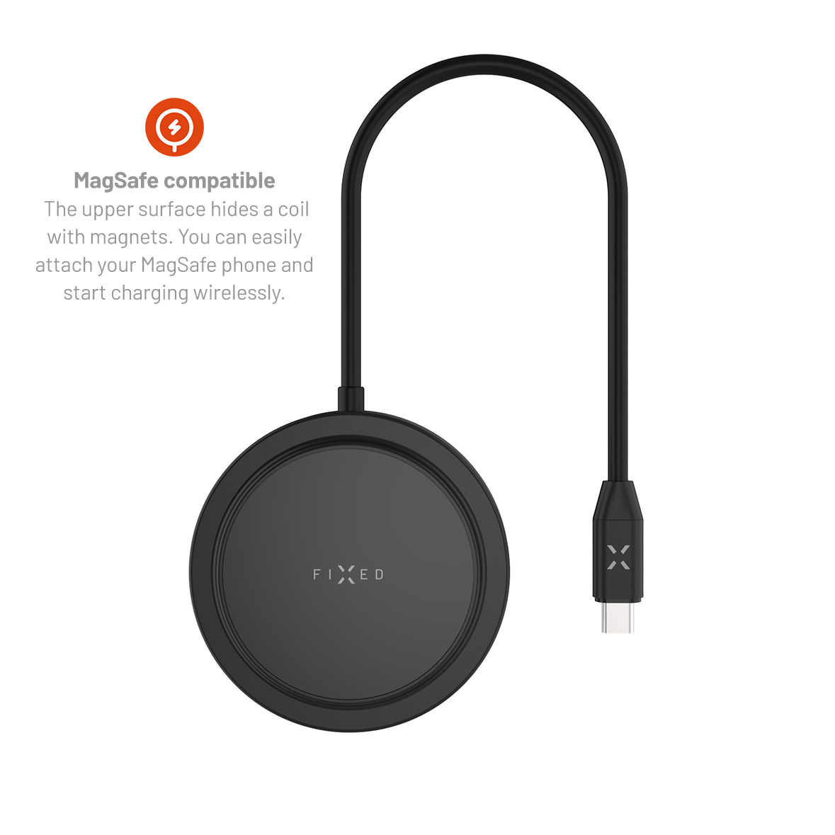 FIXED 7-portový USB-C MagHUB s bezdrátovým nabíjením a podporou MagSafe, pro notebooky a tablety, černý